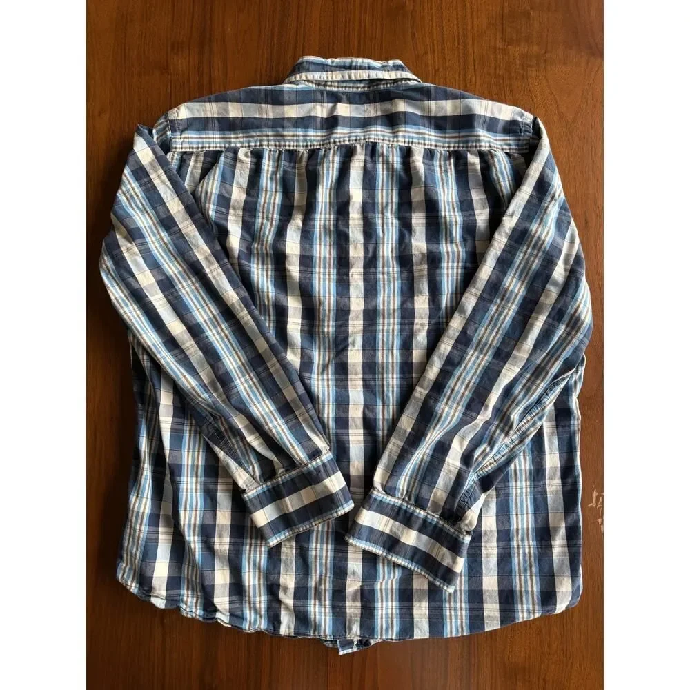 J.Crew Men's Blue Plaid Casual Tailored Long Sleeve Button Down - Size XL